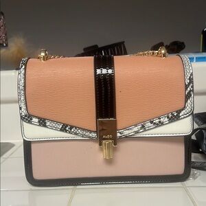 Aldo Pink and Black Crossbody Bag with Chain Strap